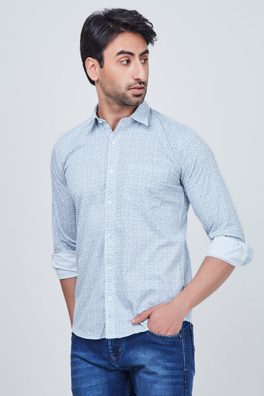 Light Blue Shirt with Blue Print