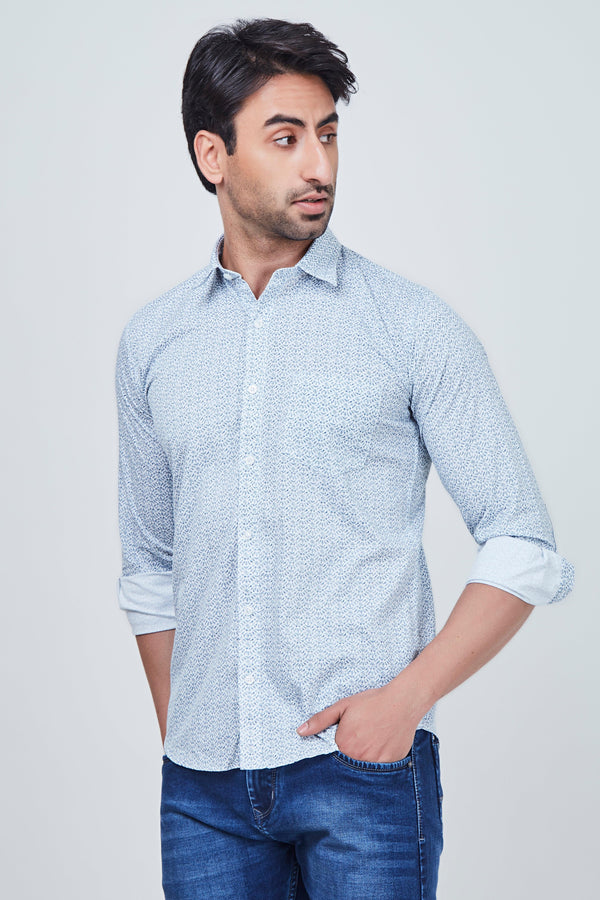 Light Blue Shirt with Blue Print