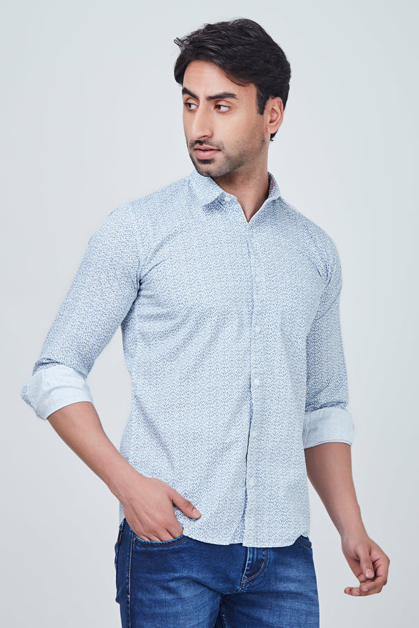 Light Blue Shirt with Blue Print
