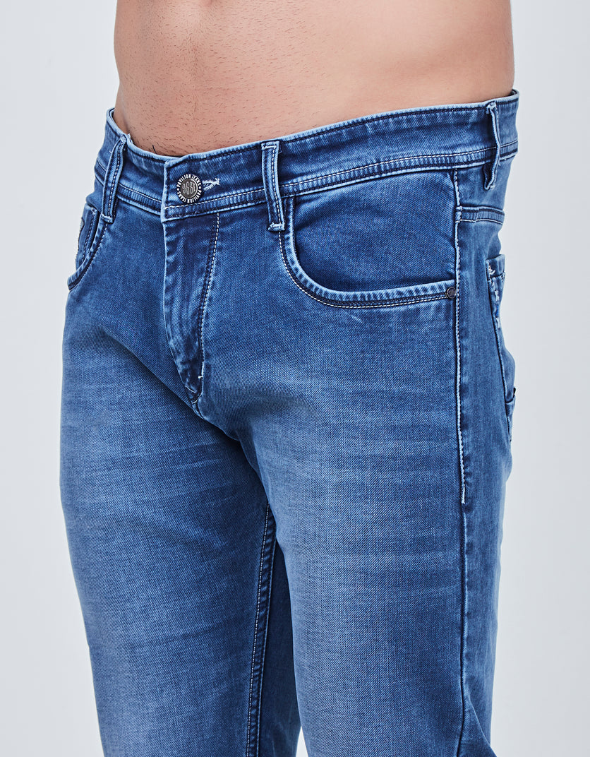 Sky Light Blue Narrow Fit Jeans with Shaded