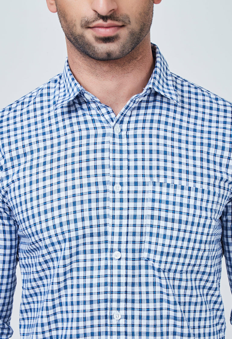 Light Blue and White Checked Shirt