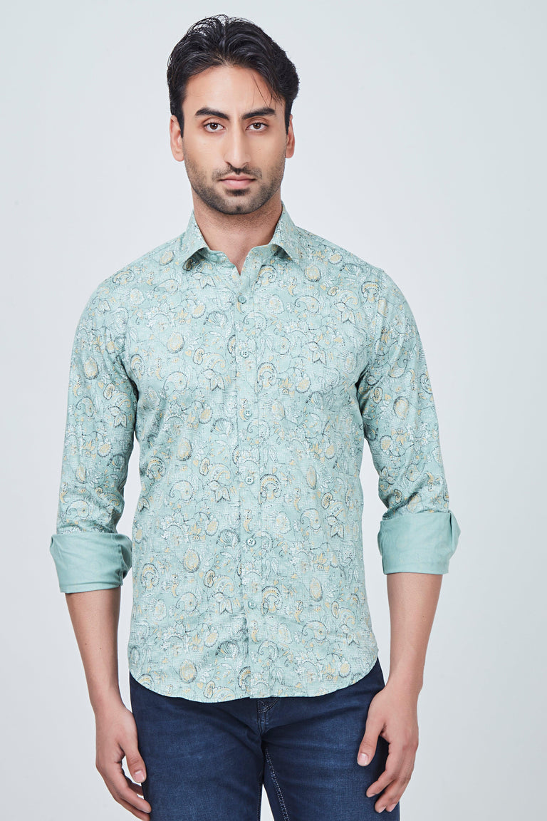 Light Green Shirt with black print