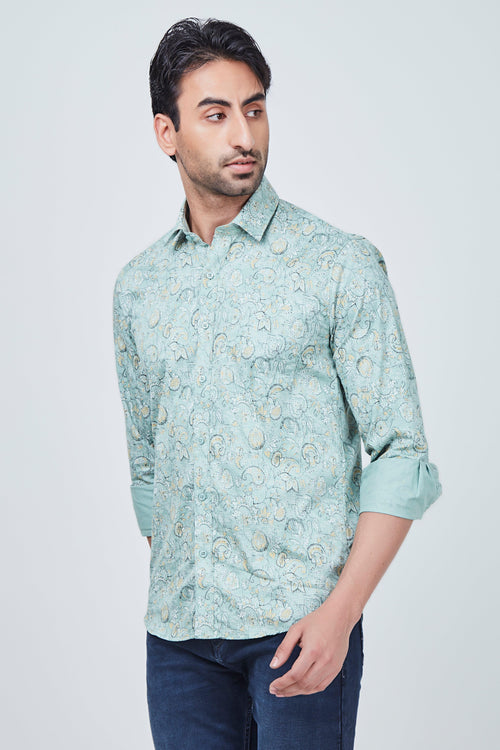Light Green Shirt with black print