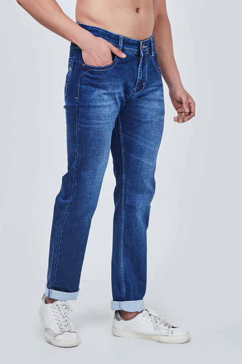 Narrow Fit Denim Blue Jeans