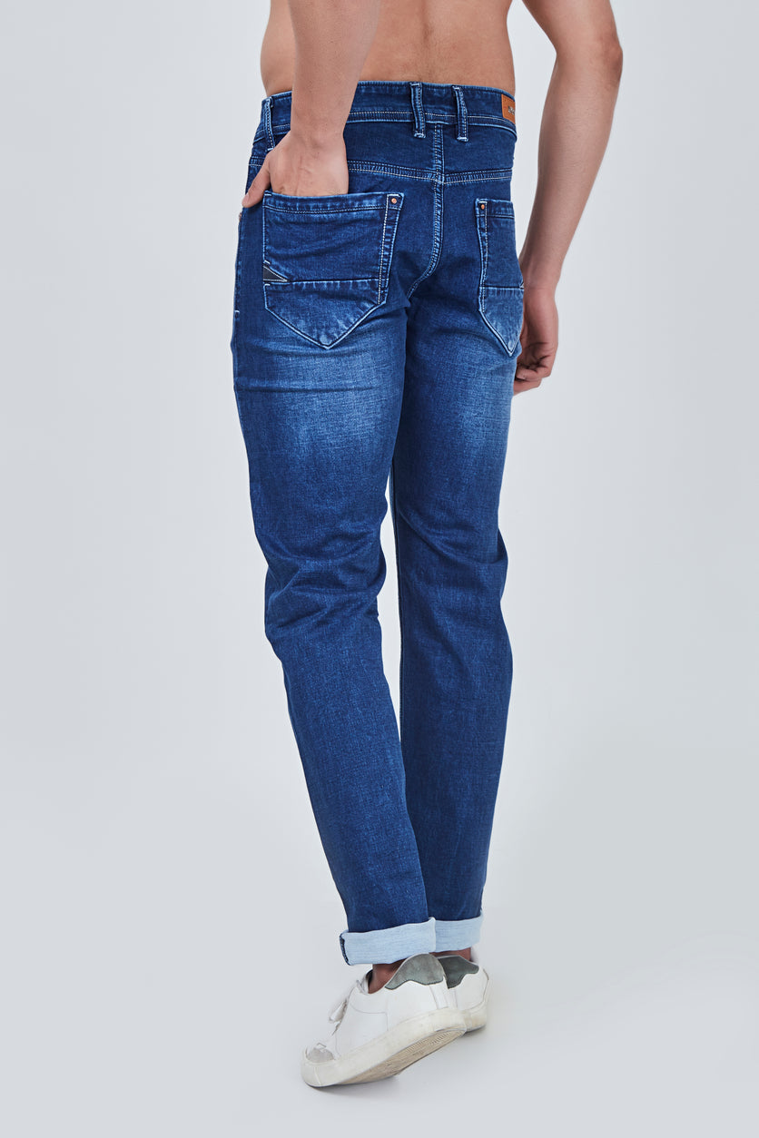 Narrow Fit Denim Blue Jeans