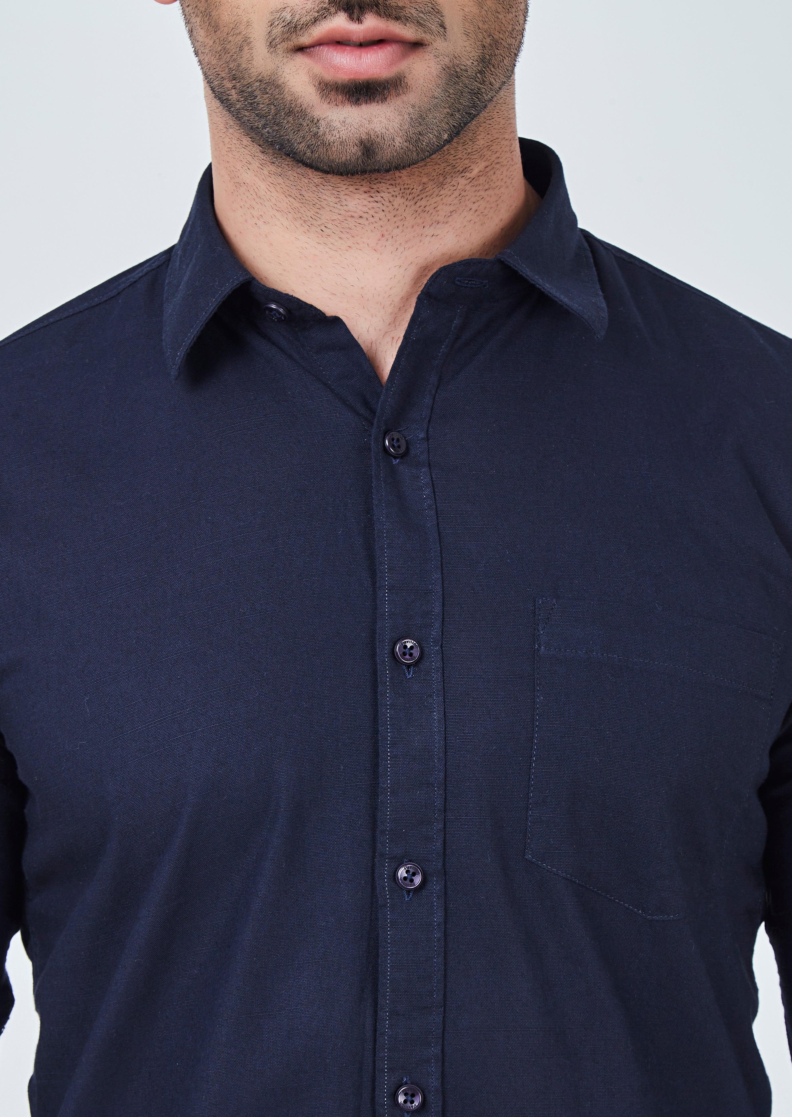 Blue Plain Cotton Shirt