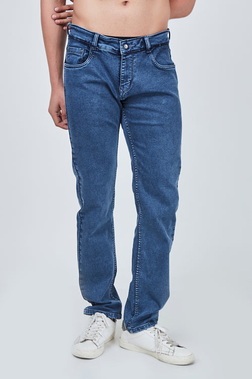 Semi Dark Blue Grey Narrow Fit Jeans