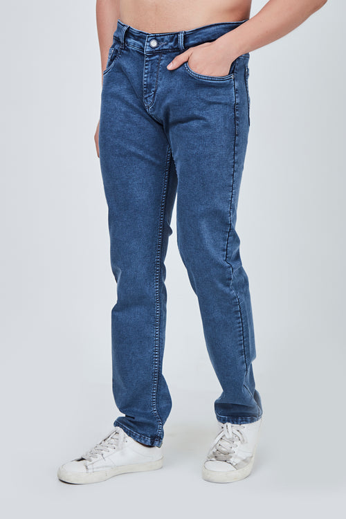 Semi Dark Blue Grey Narrow Fit Jeans