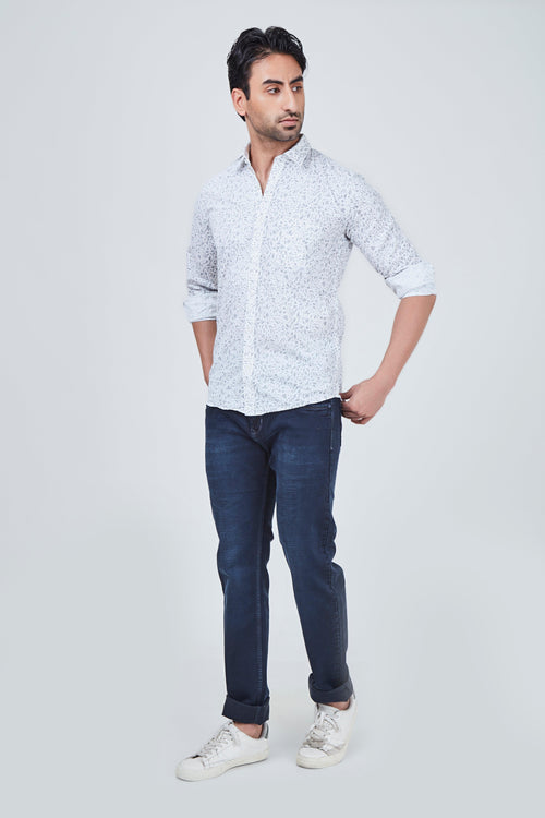 White Shirt with Grey Print