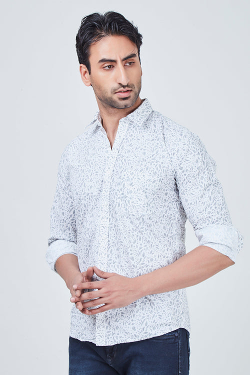 White Shirt with Grey Print