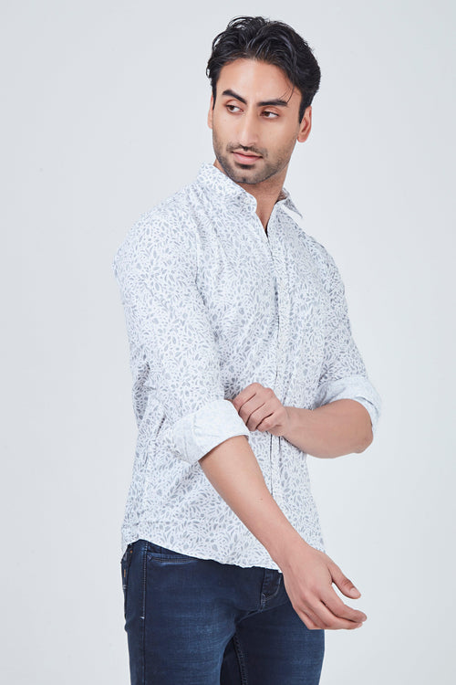 White Shirt with Grey Print