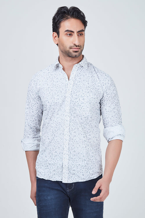 White Shirt with Grey Print