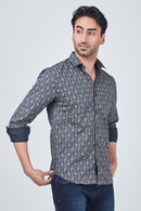 Dark Grey Shirt with Brown Prints