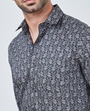 Dark Grey Shirt with Brown Prints