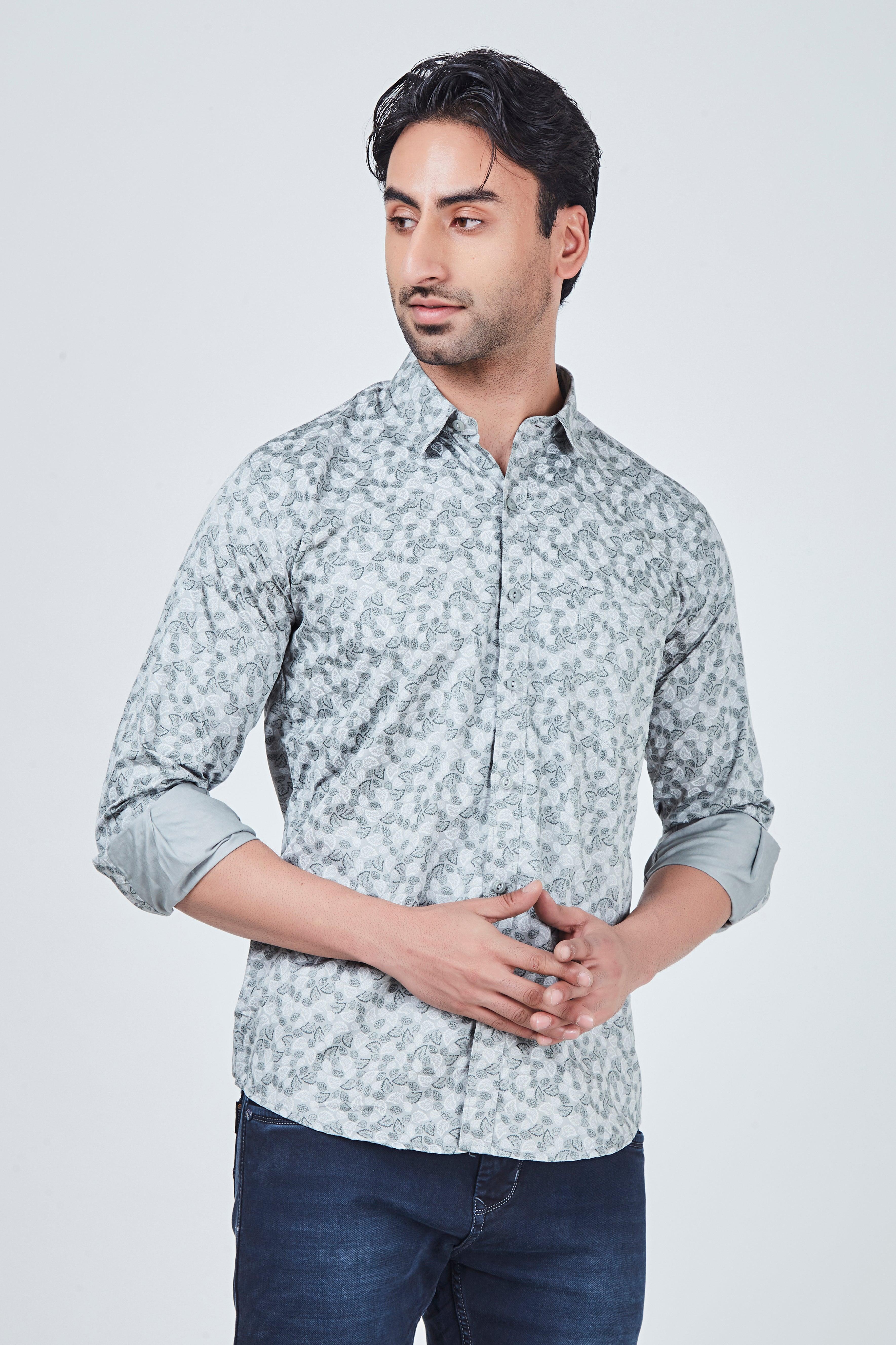 slim fit dress slacks MAVI Men's Edition Long Sleeve Button-Up Shirt in Grey Indigo main image 0