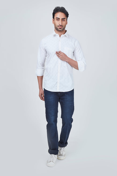 White Shirt with small Grey Print