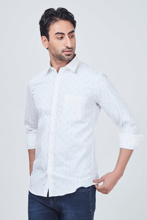 White Shirt with small Grey Print