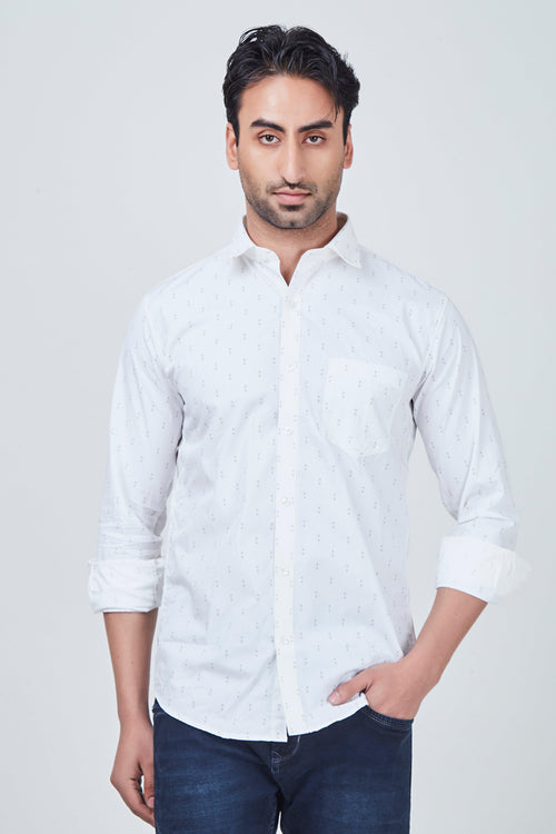 White Shirt with small Grey Print