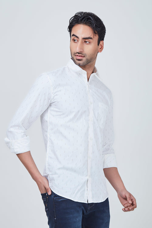 White Shirt with small Grey Print