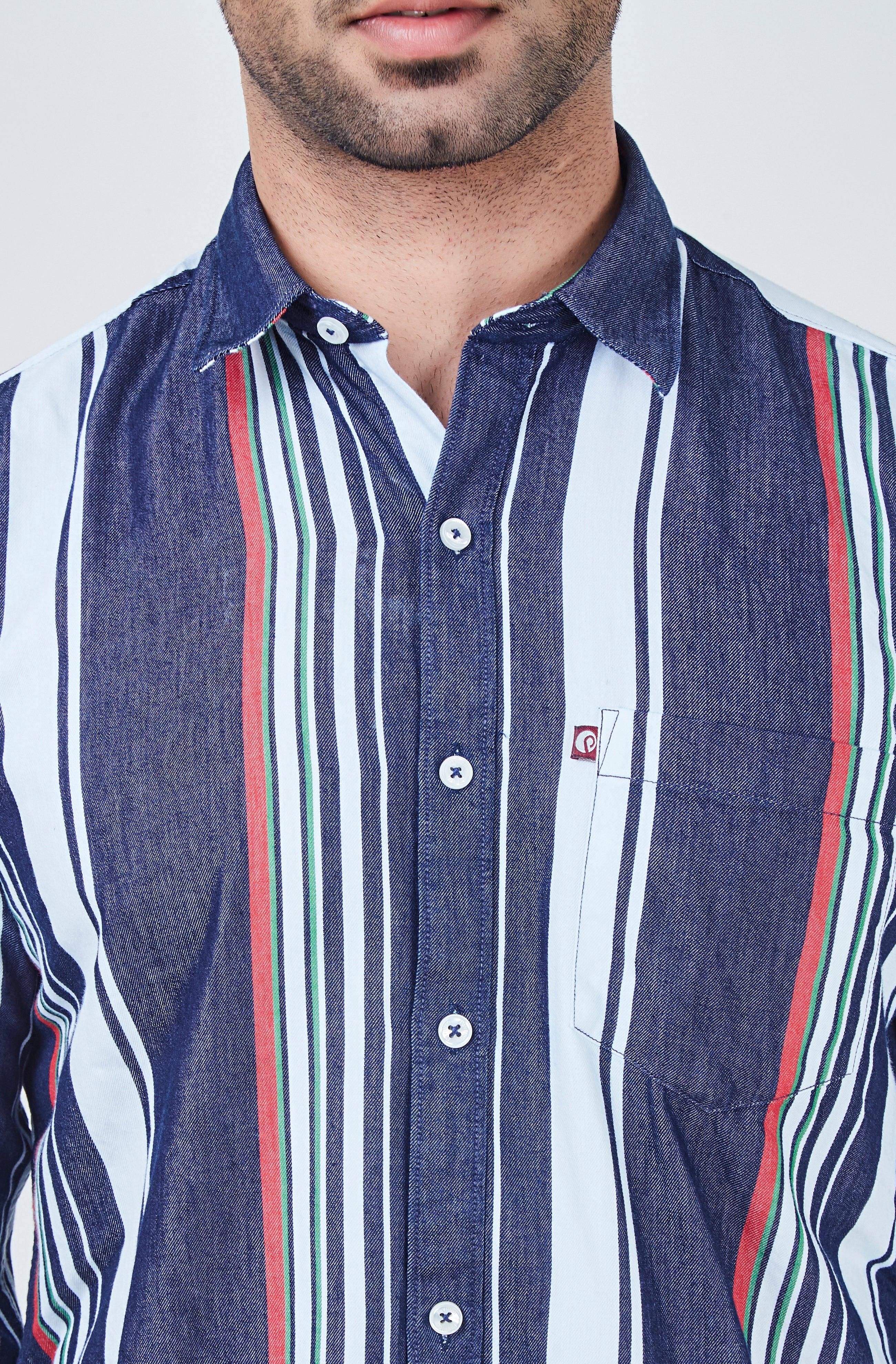 Blue Shirt with White Striped