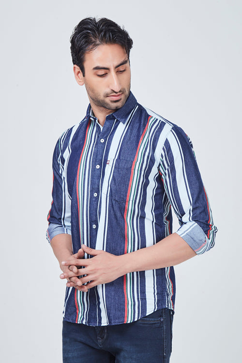 Blue Shirt with White Striped