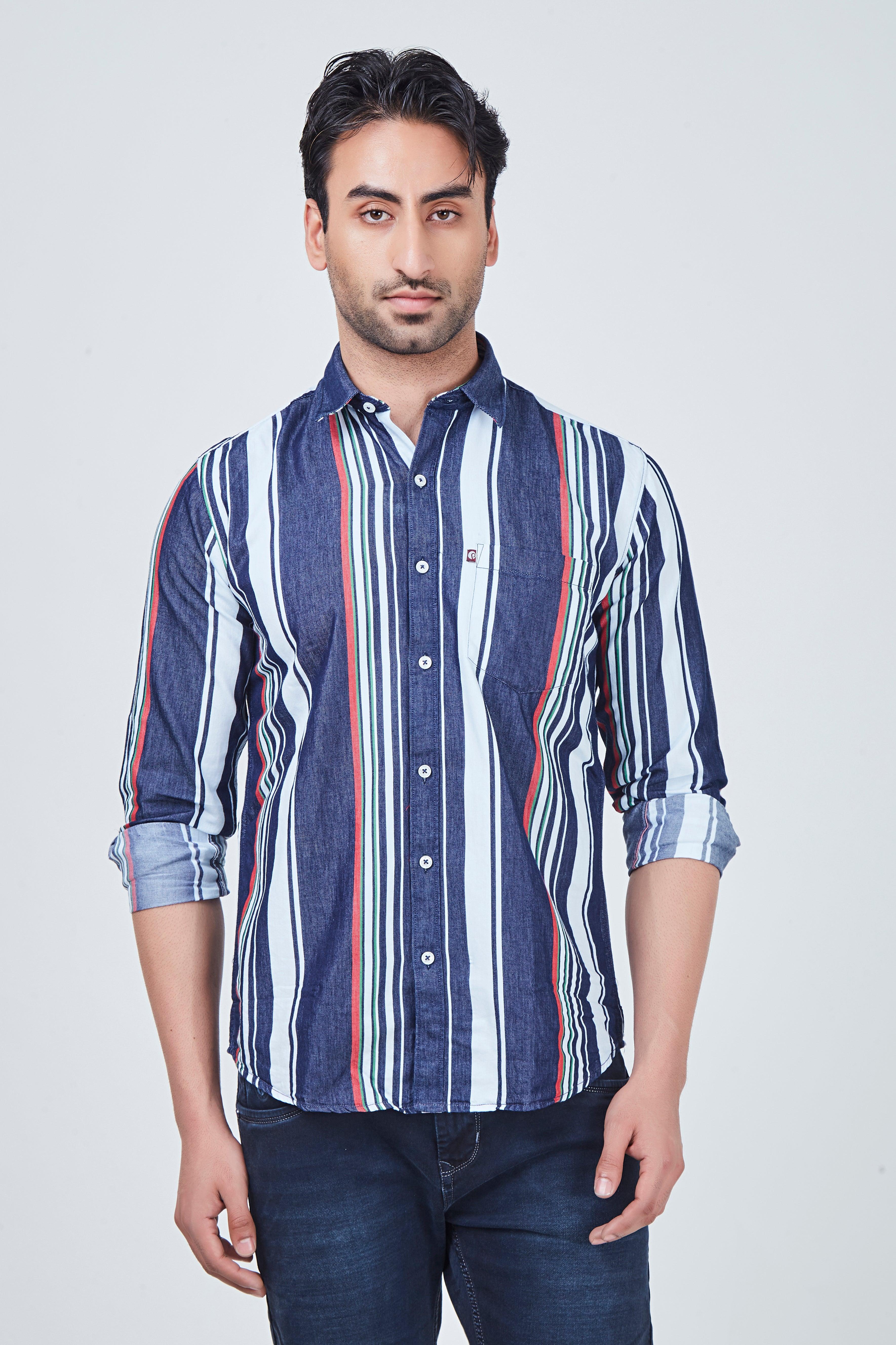 Blue Shirt with White Striped