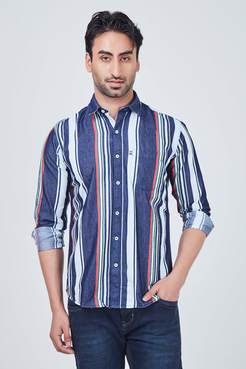 Blue Shirt with White Striped