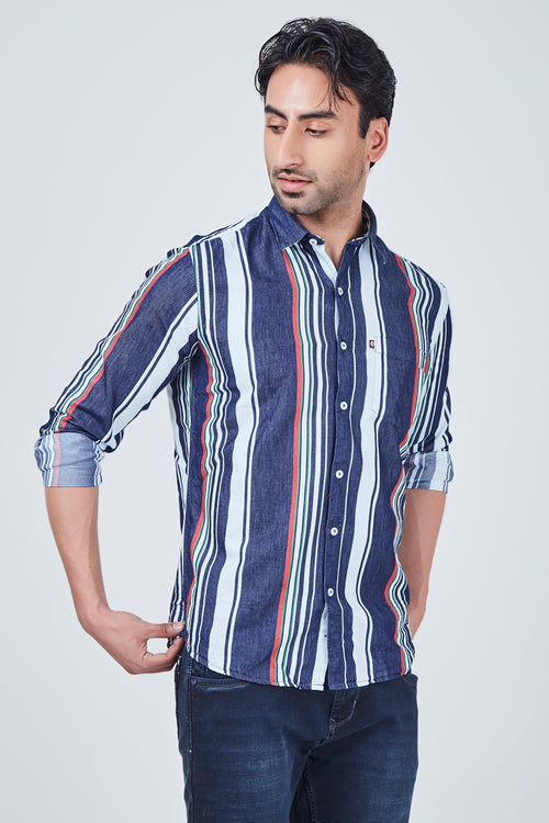 Blue Shirt with White Striped