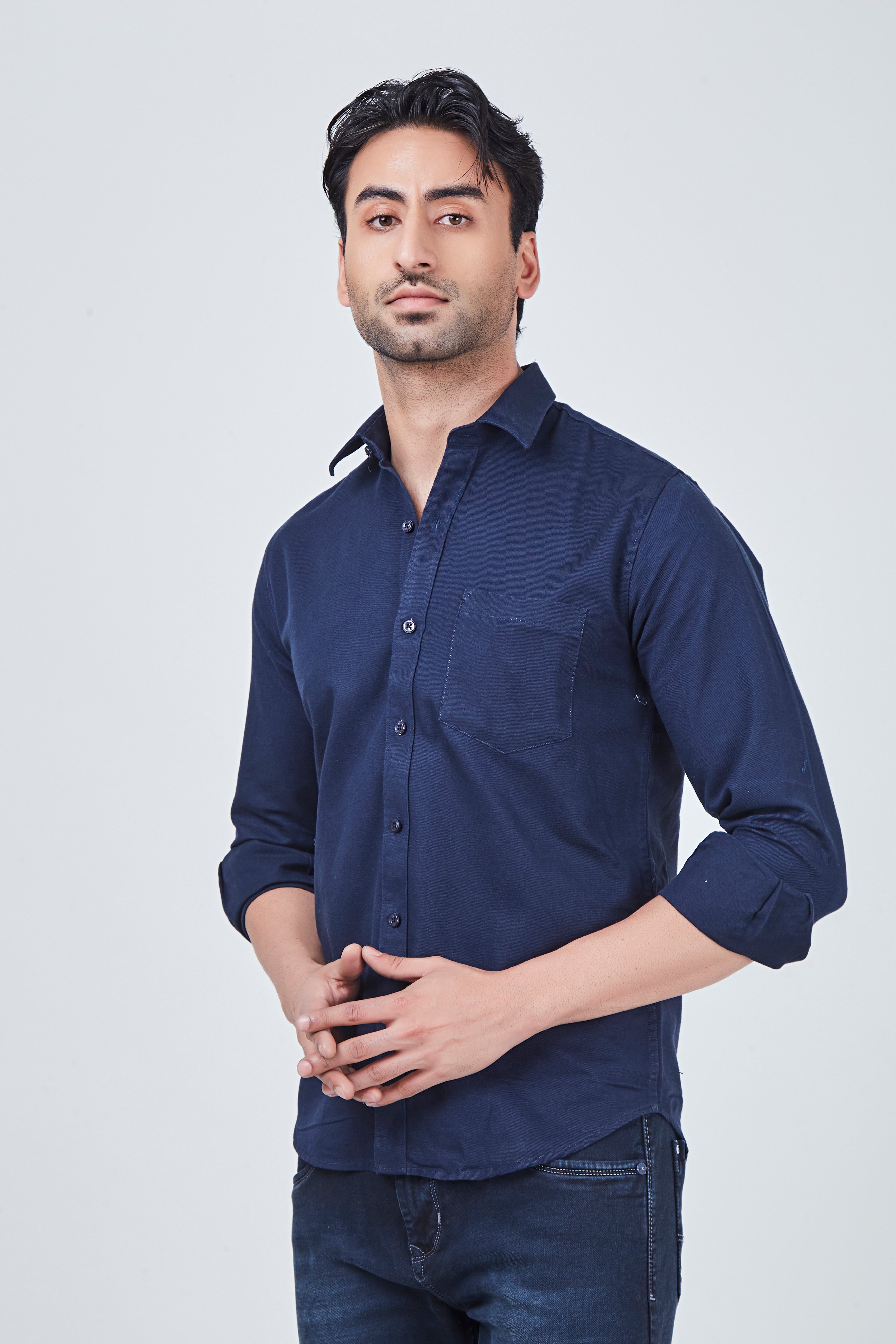 Midnight Dark Blue Plain Regular Fit Shirt