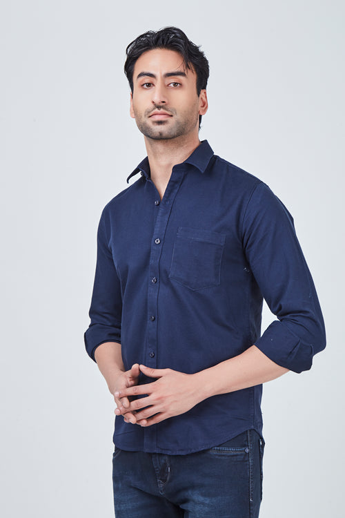 Midnight Dark Blue Plain Regular Fit Shirt