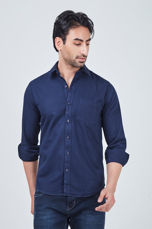 Midnight Dark Blue Plain Regular Fit Shirt