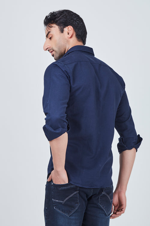 Midnight Dark Blue Plain Regular Fit Shirt