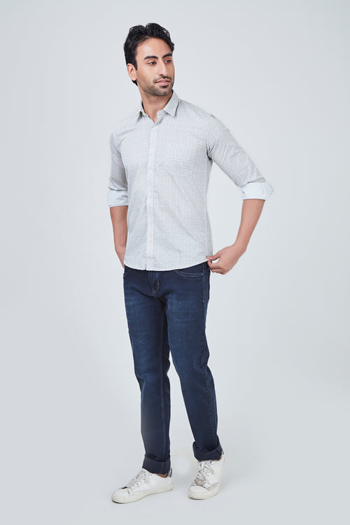 White Regular Fit Shirt with Print