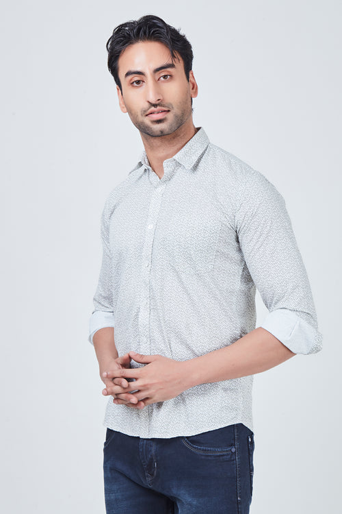White Regular Fit Shirt with Print