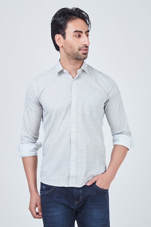 White Regular Fit Shirt with Print