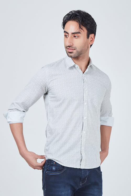 White Regular Fit Shirt with Print