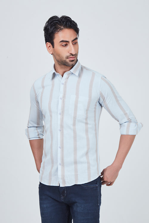 Grey Shirt with Brown Regular Fit Strap