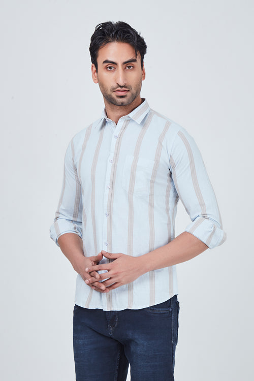 Grey Shirt with Brown Regular Fit Strap