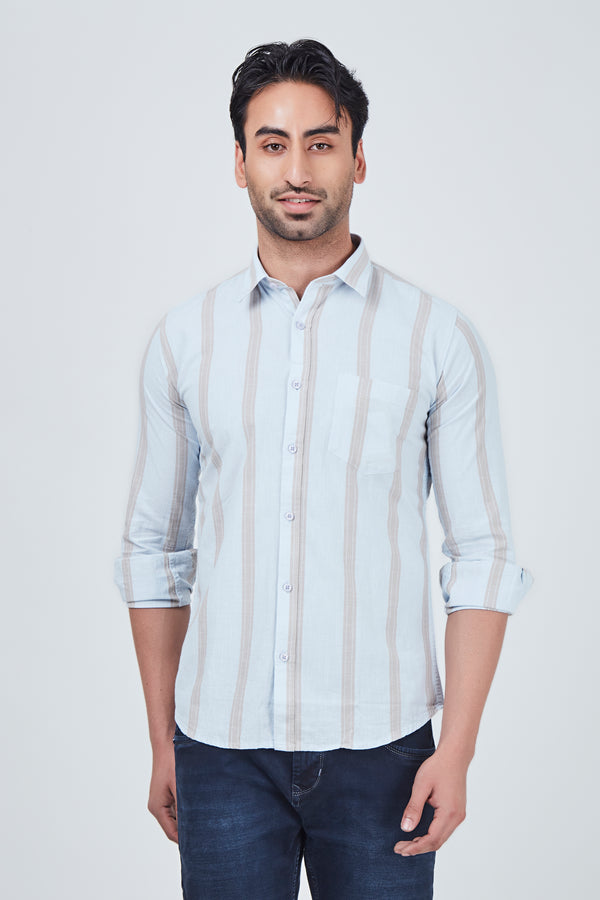 Grey Shirt with Brown Regular Fit Strap