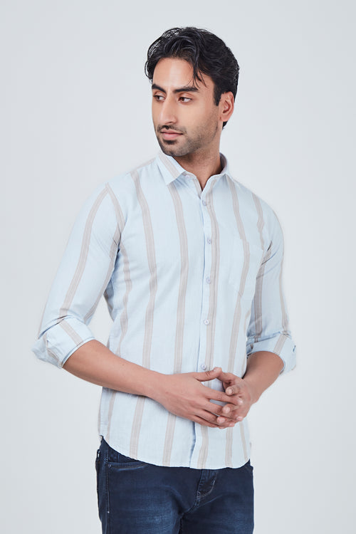 Grey Shirt with Brown Regular Fit Strap