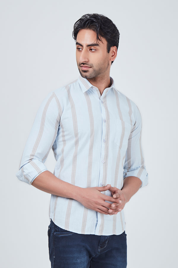 Grey Shirt with Brown Regular Fit Strap