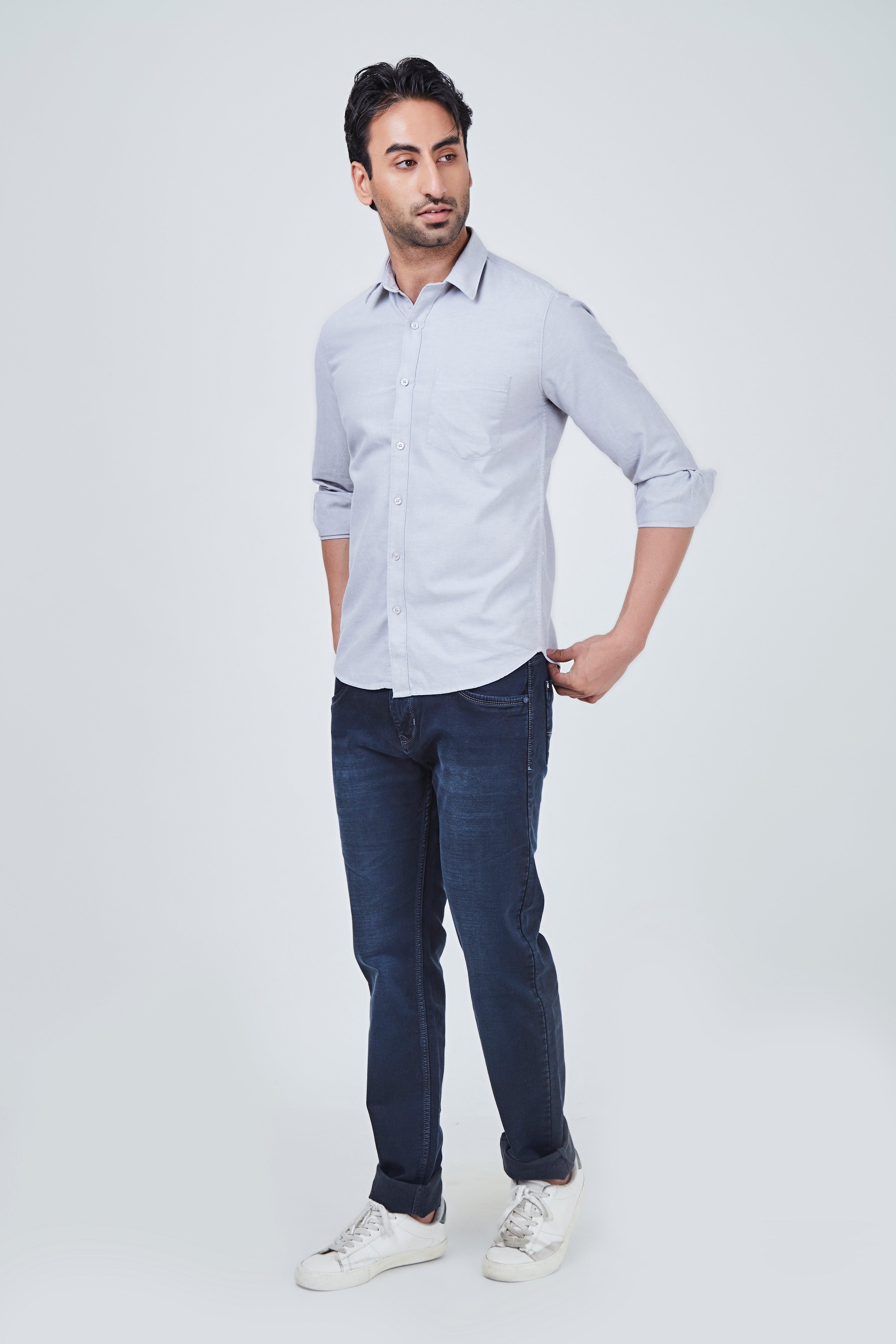 Light Grey Plain Shirt for Men Timeless and Versatile Style