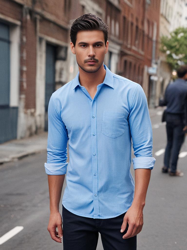 Steel Blue Plain Shirt