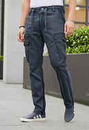 Men's Charcoal Black Narrow Fit Cargo Pants