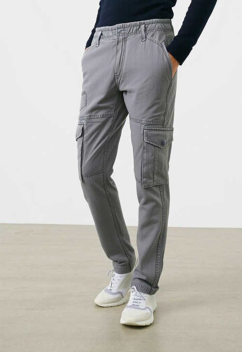 Men's Silver Narrow Fit Cargo Pants