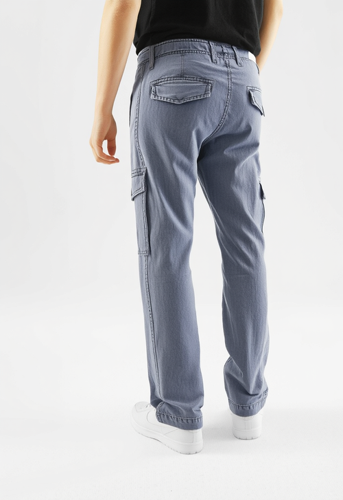 Men's Silver Narrow Fit Cargo Pants