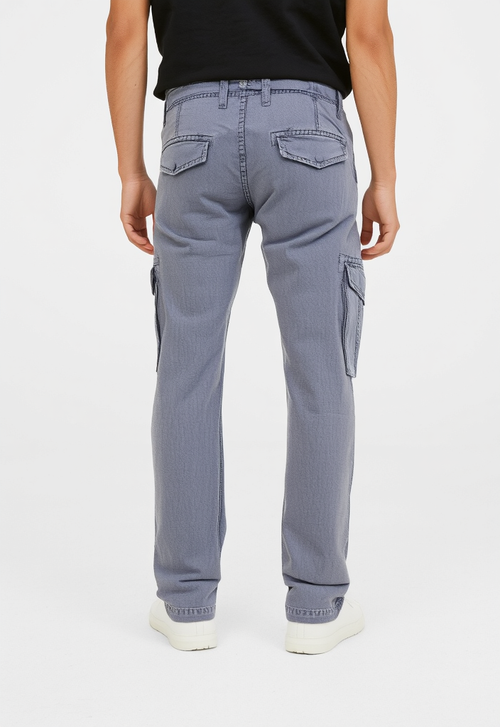 Men's Silver Narrow Fit Cargo Pants