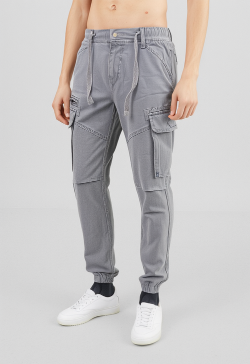 Men's Dark Grey Narrow Fit Cargo Joggers