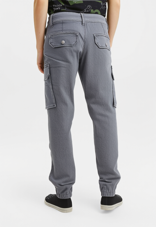 Men's Light Grey Narrow Fit Cargo Pants