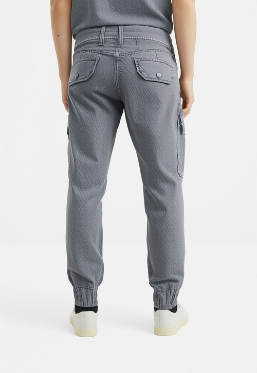 Men's Light Grey Narrow Fit Cargo Pants